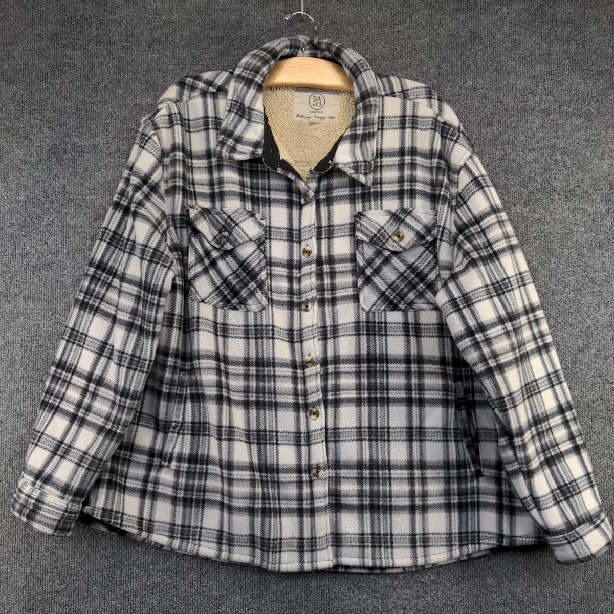 Sage Women's Button-Up Sherpa Lined Fleece Shirt Jacket XXL Multi