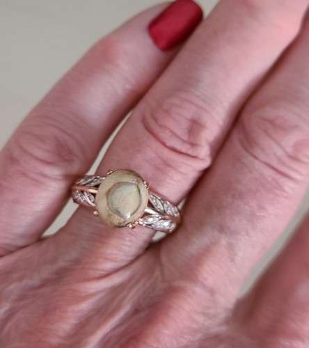 Ladies Rare Natural Hawaiian Coral Ring 14k Rose Gold