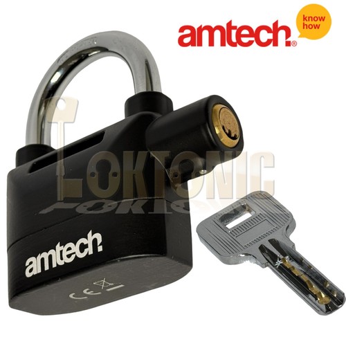 Candado de alarma Amtech resistente 110db puertas cobertizo furgonetas garaje quad bicicletas - Imagen 4 de 7