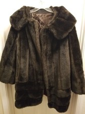 Elegant Brown Faux Fur Coat Braemoor Tissavel France Acrylic