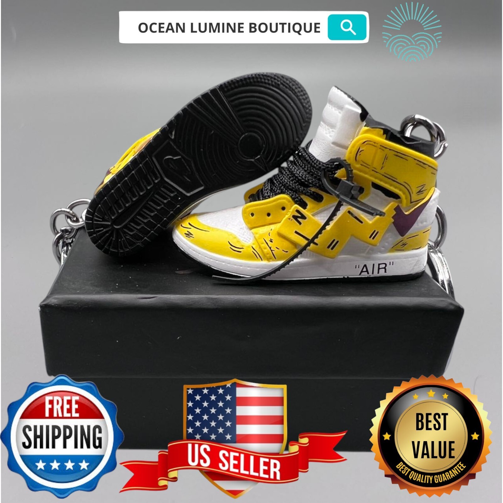 Air Jordan 3D Mini Sneaker Keychain, Basketball Sneaker Collectible, Box Options