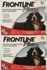 FRONTLINE Plus Dogs Flea Tick Medicine Large RED Box 6 Month Supply 89-132 Pound