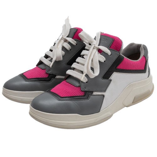 PRADA Blue Gray White Leather Mesh Low Top Lace Up Athletic Sneakers. Sz9.5 PRADA Blue Gray White Leather Mesh Low Top Lace Up Athletic  main image 2