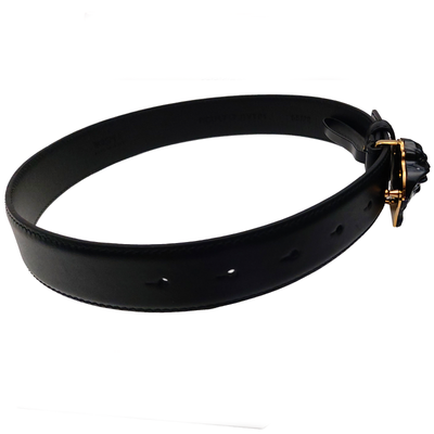 Versace Black Leather La Medusa Head Decorated Buckle Belt Size 55/22 Versace Black Leather La Medusa Head Decorated Buckle Belt  main image 4