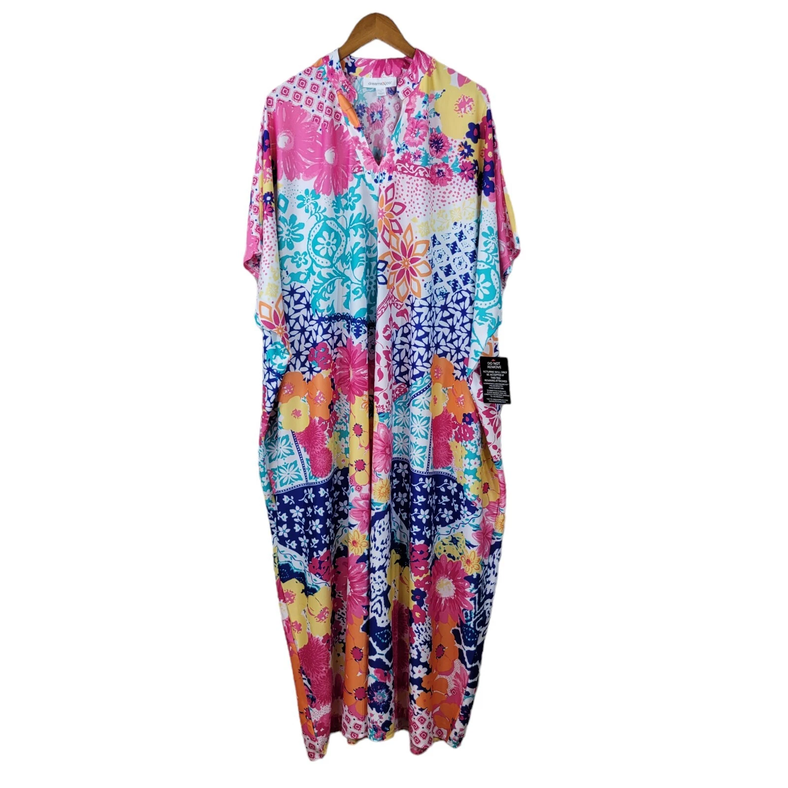 PALM ANGELS NUOVO abito floreale Muumuu patio taglie forti 22 24 1X 2X leggero floreale