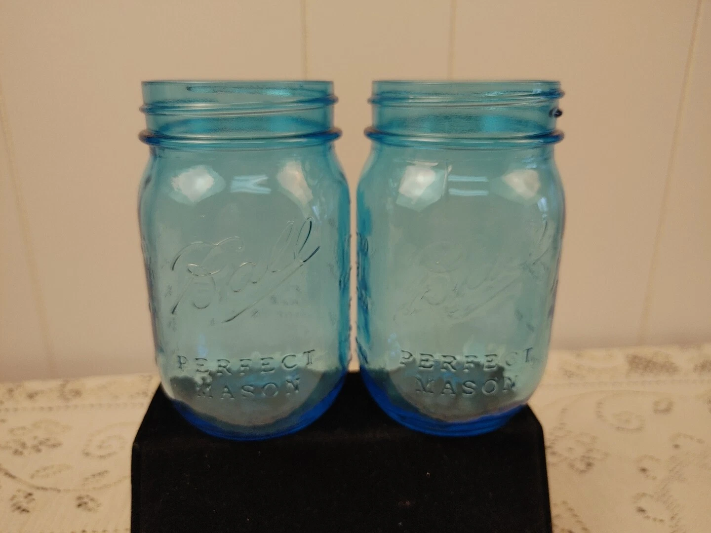 Mason Jar Ball Canning Heritage Glass Blue American 1913-1915 SET OF 2