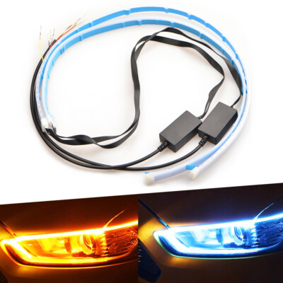 Car LED Sequential Steering Strip Light Bar Signal Turn White Amber Switchback