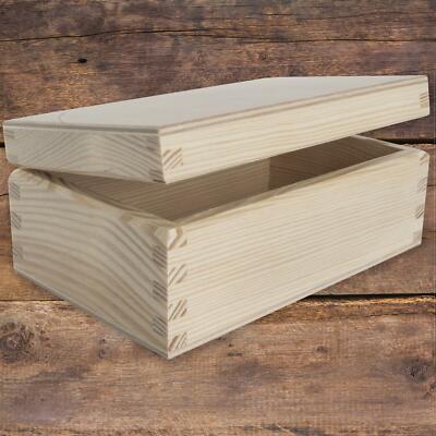 Extra kleine rechteckige Holzkiste mit Deckel | 14,5 x 9 x 6 cm | schlichtes Dekor Kiefer