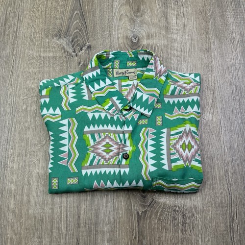 Kenny Flowers Hawaiian Shirt Mens Medium Short Sleeve Button Aztec eBay