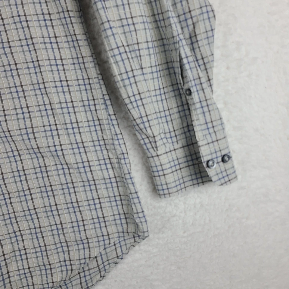 Camisa de vestir Robert Talbott para hombre XL azul gris cuadros 100 % algodón abotonada Foto 2 de 4