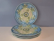 La Cadeaux 11 Inch Dinner Plates Melamine Benidorm Blue Pattern Lot Of 4