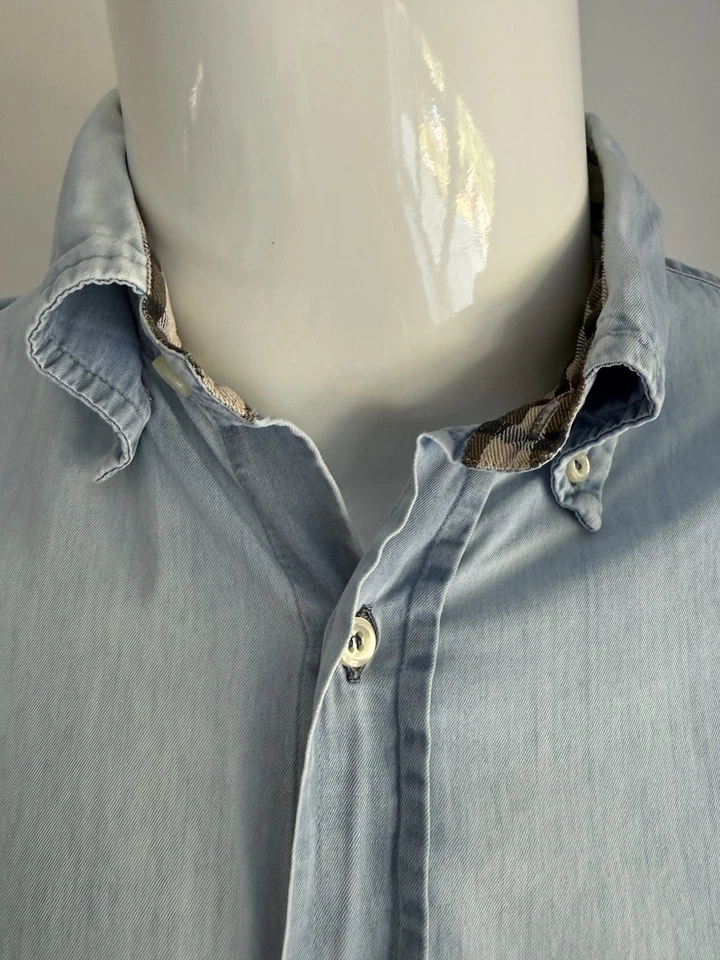 DAKS London Vintage Denim Effect Blue Fitted Shirt Women’s Top Size 38 15 - Image 4 of 4