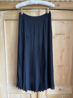 Jigsaw Black Pleated Chiffon Style Fabric Skirt With 1/2 Skirt Lining