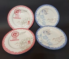 Greengate Teller  4x Kuchenteller Fay White blue / red Postcard green gate Plate