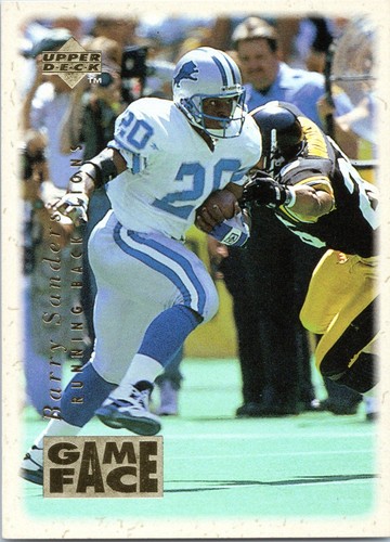 Barry Sanders #GF2 — 1996 Upper Deck Game Face football card