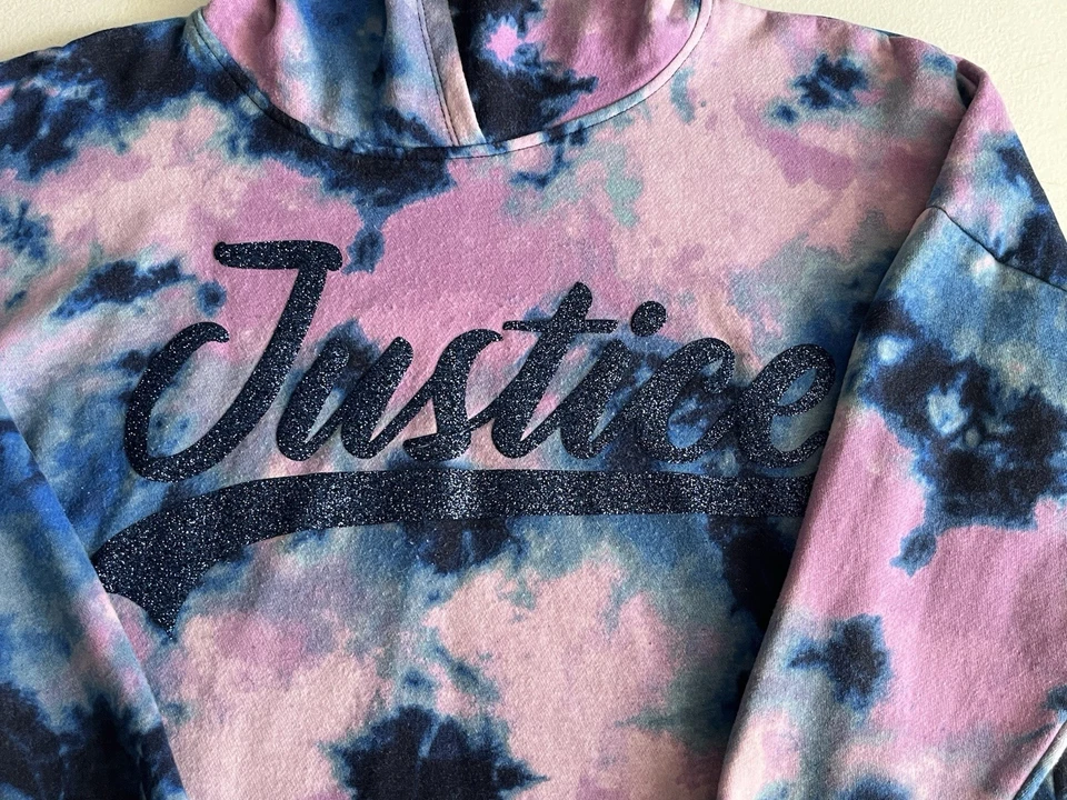 Justice Girls Crewneck Pink and Blue Tie-Dye Hoodie, Size XL - Image 2 of 4