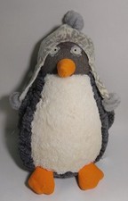 PIER 1 IMPORTS Teeter 16" Penguin Plush Stuffed Animal Gray Orange Beak Knit