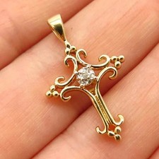 2 Ct Round Cut White Moissanite Women's Cross Pendant 14k Yellow Gold Plated