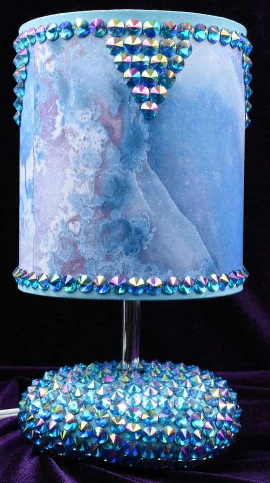 Aurora Borealis AB 水晶水钻镶嵌台灯,蓝色紫色,10 英寸 — 第 3/4 张图片