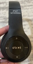 P47 Wireless Bluetooth Foldable Over-Ear Headphones Black Built-In Mic