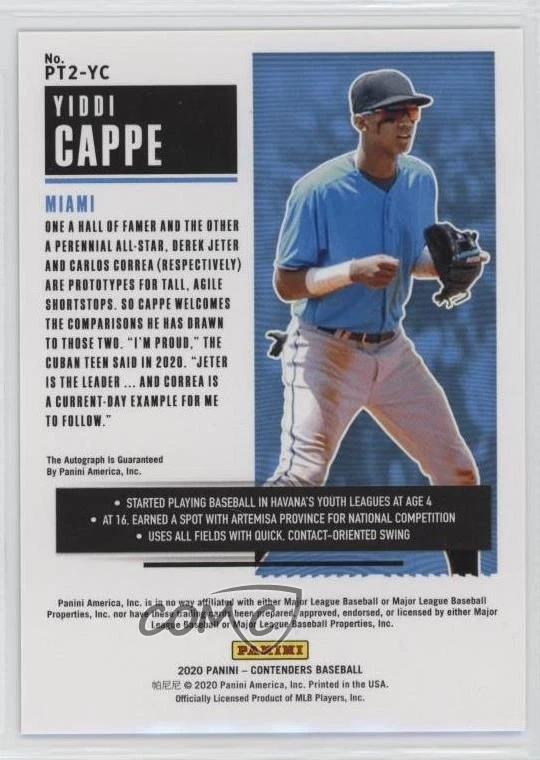 2020 Panini Contenders Prospect 2 Draft Ticket Blue /99 Yiddi Cappe #PT2-YC Auto - Image 2 of 2