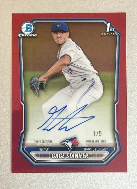 2026 Bowman Chrome Gage Stanifer True Red #1/5 Auto 1st Bowman Blue Jays SSP