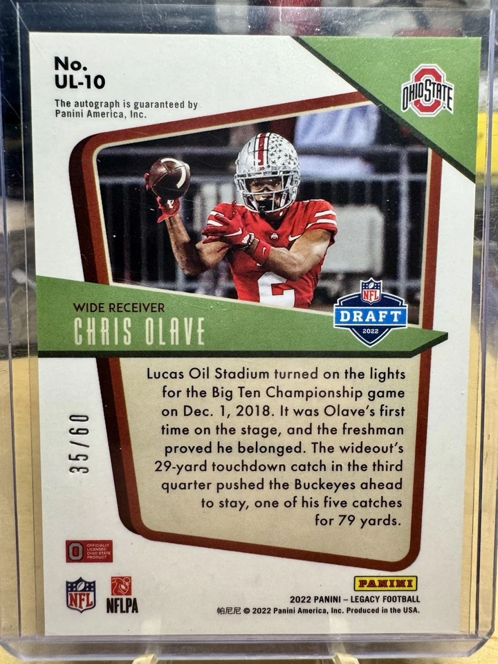 2022 Panini Legacy - Under the Lights Ruby #UL-10 Chris Olave /60 (RC) - Image 2 of 2