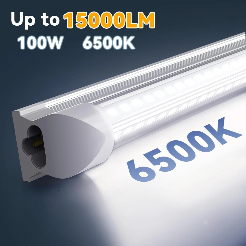 10Pack 8Foot 100W Integrated Led Light Tubes T8 8FT Led Shop Light Fixture 6000K - Image 3 of 4