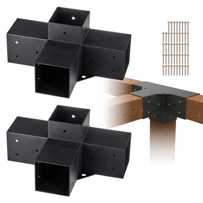 4''x4'' Pergola Bracket Kit inner 3.6x3.6 4-Way Woodworks DIY Post 2 pcs