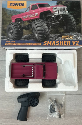 FMS 1:24 FCX24 Smasher V2 Monster Truck High Roller RTR 4WD Slightly Used P18