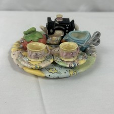 Vintage Miniature Tea Set Sewing Theme Adorable Full Set See Photos