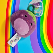 New Squishmallows Glena the Eggplant Bag Charm Backpack or Carseat Plush toy