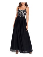 BLONDIE NITES Womens Dress Black Spaghetti Strap Formal Juniors 3