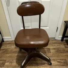 Vintage Tanker Cosco Steel Drafting Stool Chair seat industrial brown 15s Desk