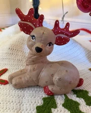 Kimble Mold 1988 Vintage Quilted Reindeer Ceramic Christmas Decor
