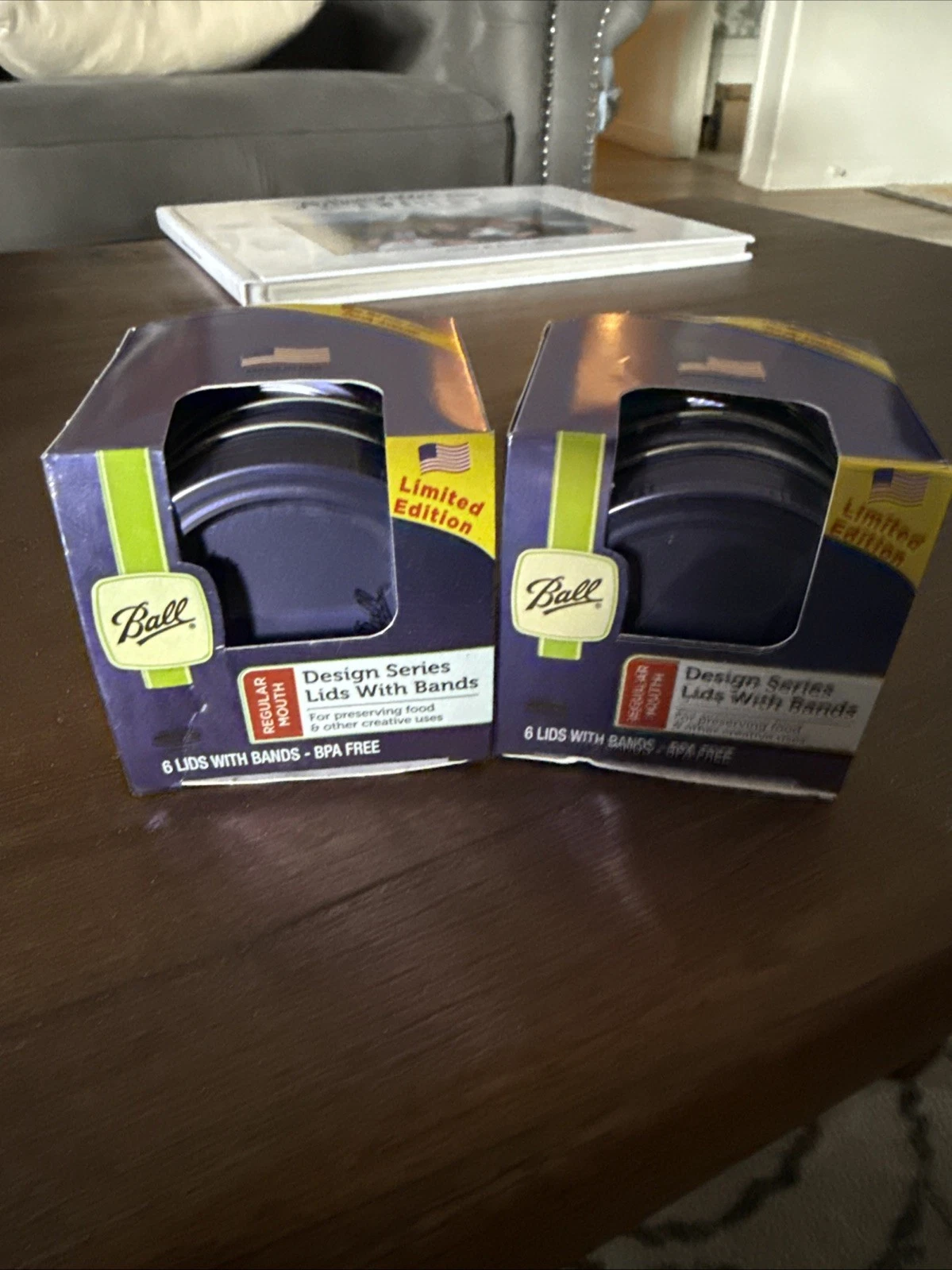 2x Purple Ball Design Series 6 Lids With Bands Regular Mouth Each 12 Total