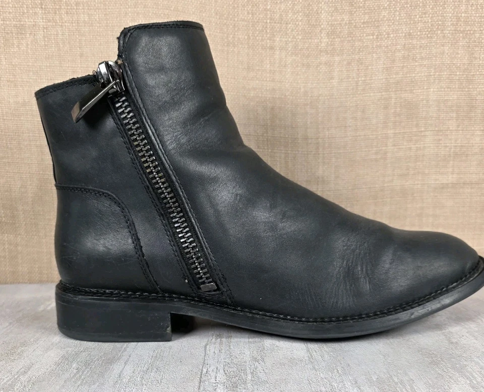 Franco Sarto Harmona Botines Cuero Negro Botas Cremallera Lateral Para Mujer Talla 9M Foto 3 de 4