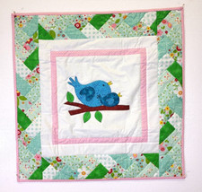 Handcrafted Quilt Appliqued Blue Bird On Branch Matching Pillow set