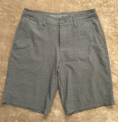 Hangten Size 32 Men s Shorts Gray Flat Front Chino Bermuda Button Zipper