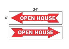 OPEN HOUSE ARROW RED 6"x24" REAL ESTATE SIGNS Buy 1 Get 1 FREE 2 Sided
