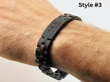Engraved Wooden Men’s Link Bracelet, Custom Name Wristband, Christmas Gift