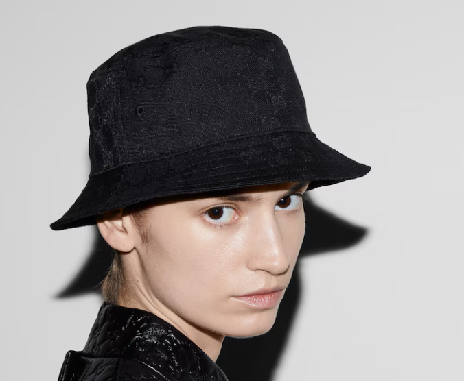NWT Gucci New Bob Double Drap Grey Black GG Bucket Hat size  display picture 1