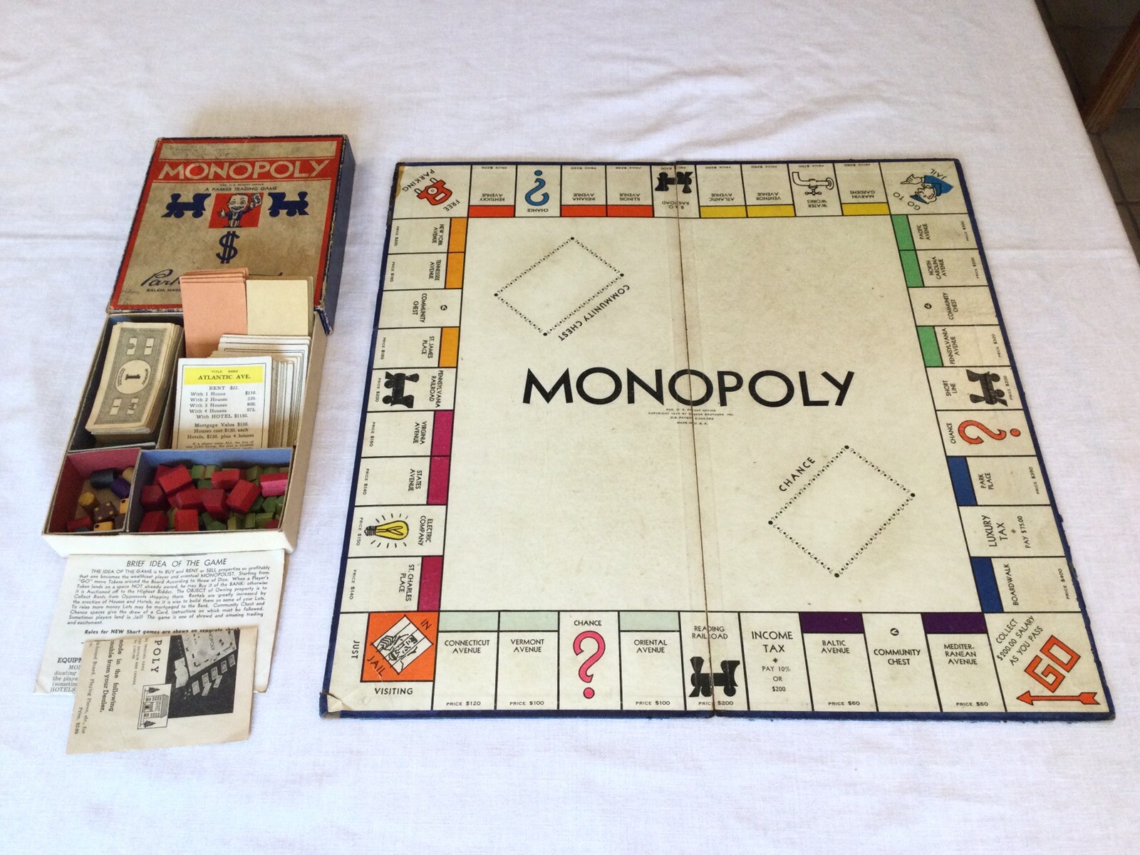 Vintage WWII Monopoly Board Game 1941-1946 Wood Tokens | eBay