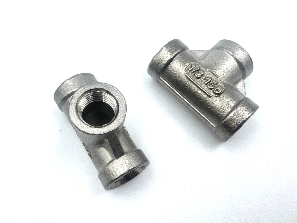 2 PACK STAINLESS STEEL TEE 1/8" NPT PIPE FITTING SP114 Class 150 - Image 4 of 4