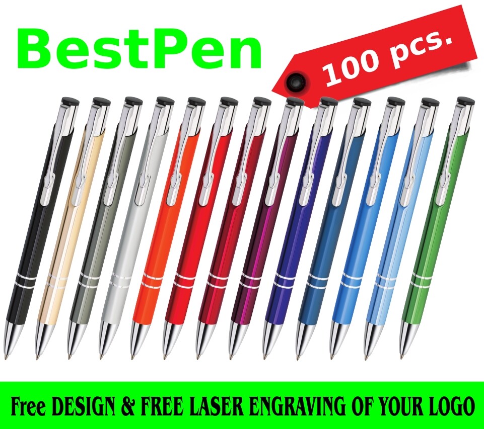 100pcs Personalized Engraved Metal Ballpoint Pens for Promotions-image