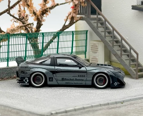 MT 1:64 JDM Gray Silvia S13 180SX Rocket Bunny Model Diecast Metal Car - Picture 5 of 18