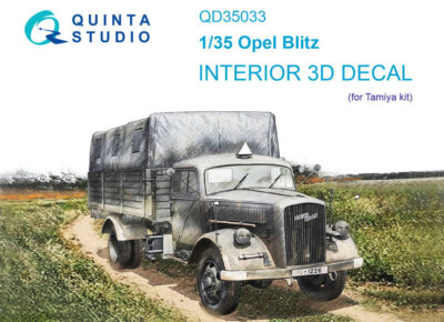 1/35 Opel Blitz 3D-Printed & Coloured Interior on Decal Paper for Tamiya kits