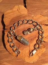 Silver Link Bracelet with Tennis Shoe and Sandal Charms