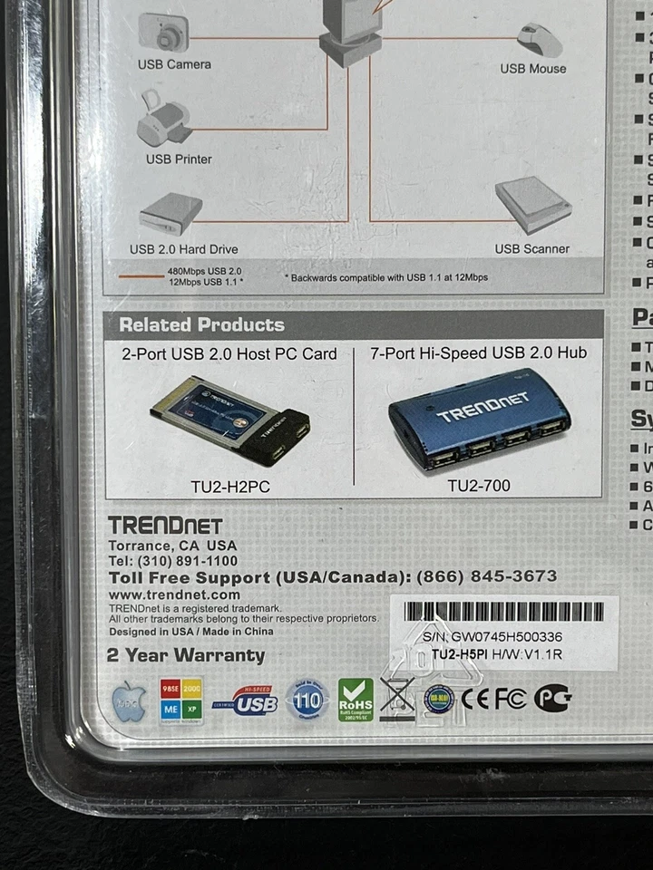 Trendnet 5-Port USB 2.0 Host PCI Adapter New Sealed! TU2-H5PI - Image 4 of 4