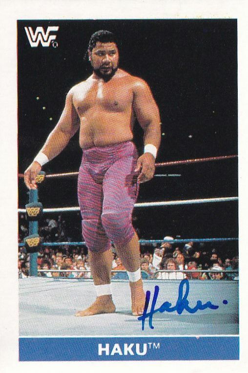 Haku Signed 1991 EuroFlash WWF Superstars Stickers Card #125 WWE